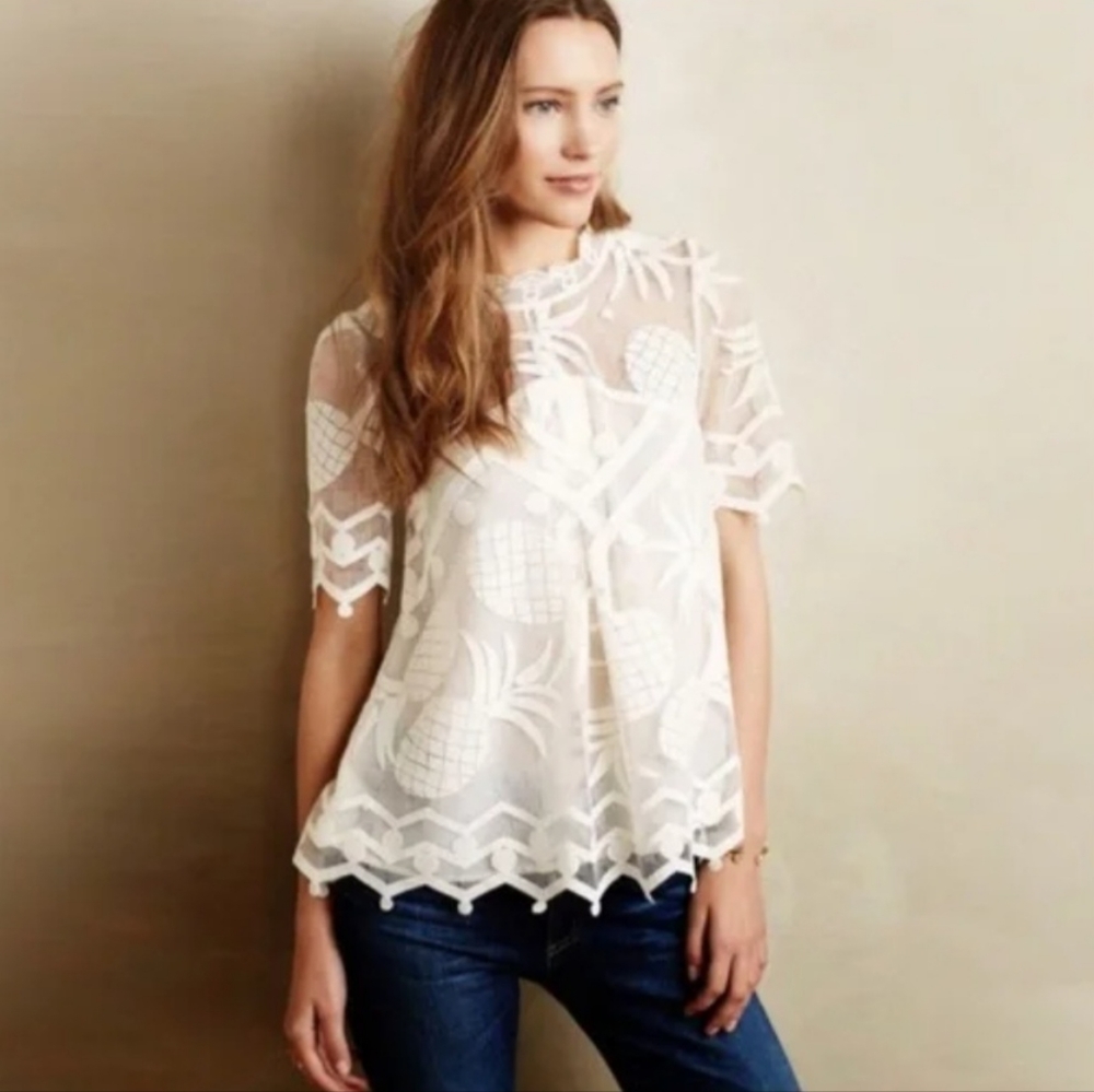 Anthropologie HD in Paris Pineapple Lace Blouse